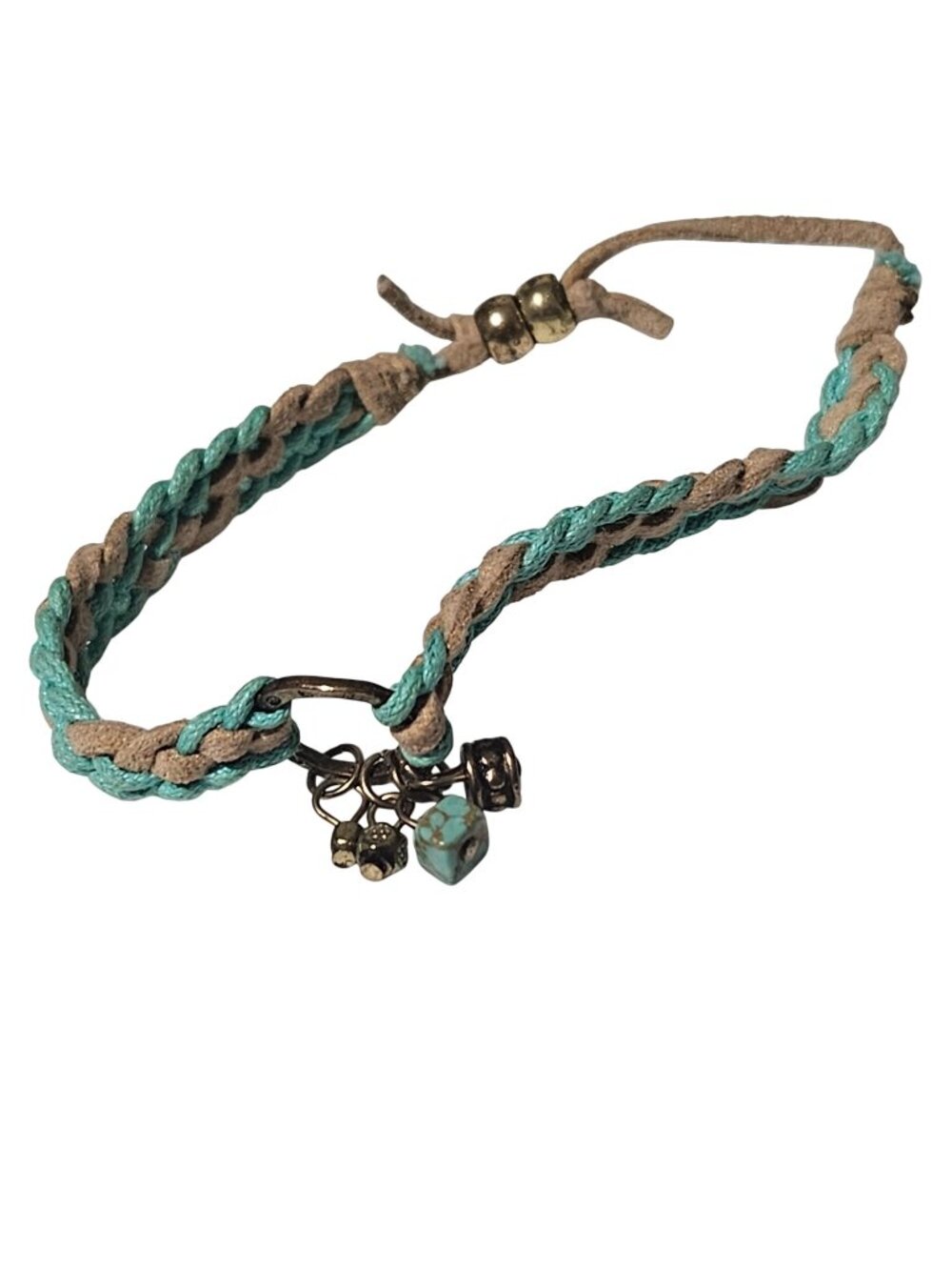Boho Handmade Bracelet Braided Suede Cord Metal Beads Charms Fashion Jewelry
